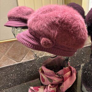Angora Beanie Hat with Braided Band and Brim - so cute!